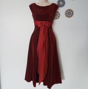 Vintage 50s Brick House Red Velvet Cocktail Dress